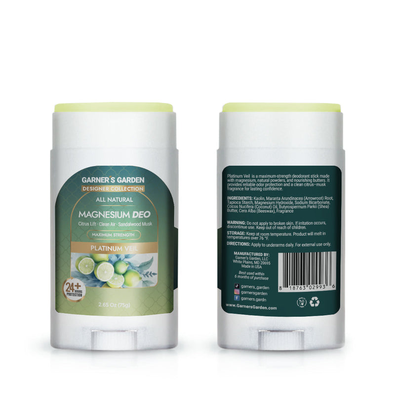 Garner's Garden Magnesium Deodorant | 100% Natural Deodorant White Smoke MAX Strength Platinum Veil