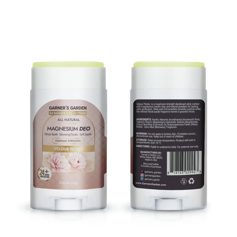 Garner's Garden Magnesium Deodorant | 100% Natural Deodorant White Smoke MAX Strength Velour Petals