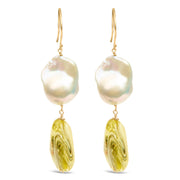 Bids.com 14K Yellow Gold Citrine and Baroque Pearl Drop and Dangle Earrings 1 3/4 Inch Dangle Earrings