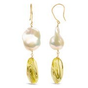 Bids.com 14K Yellow Gold Citrine and Baroque Pearl Drop and Dangle Earrings 1 3/4 Inch Dangle Earrings