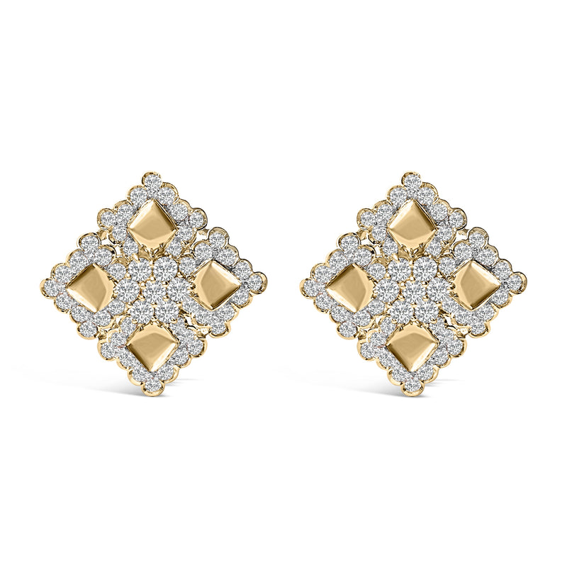 Bids.com 18K Yellow Gold Diamond 5 1/5 Cttw Geometric Cluster Stud Earrings Earrings