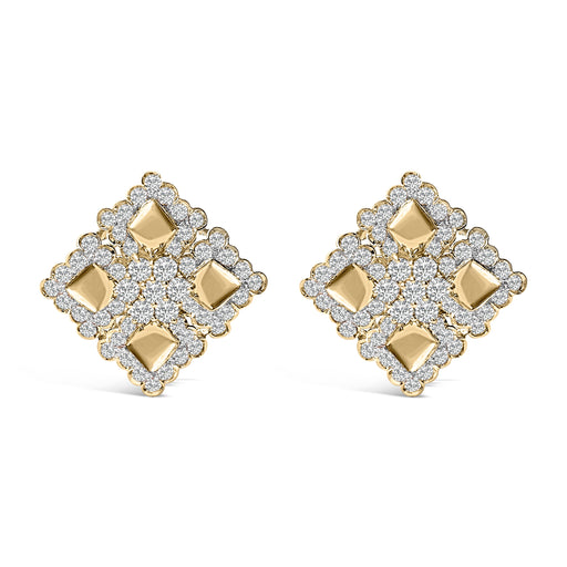 Bids.com 18K Yellow Gold Diamond 5 1/5 Cttw Geometric Cluster Stud Earrings Earrings