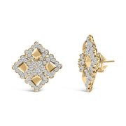 Bids.com 18K Yellow Gold Diamond 5 1/5 Cttw Geometric Cluster Stud Earrings Earrings