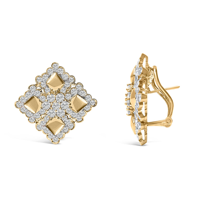 Bids.com 18K Yellow Gold Diamond 5 1/5 Cttw Geometric Cluster Stud Earrings Earrings