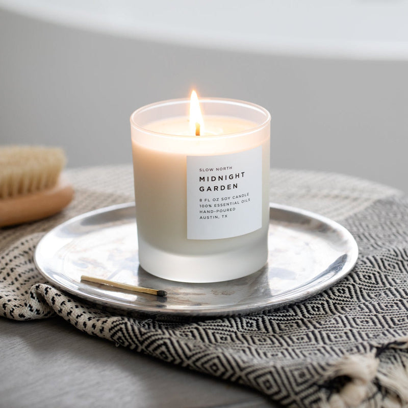 Slow North Midnight Garden - Signature Soy Candle – Lavender, Rosemary & Geranium Frosted Candles
