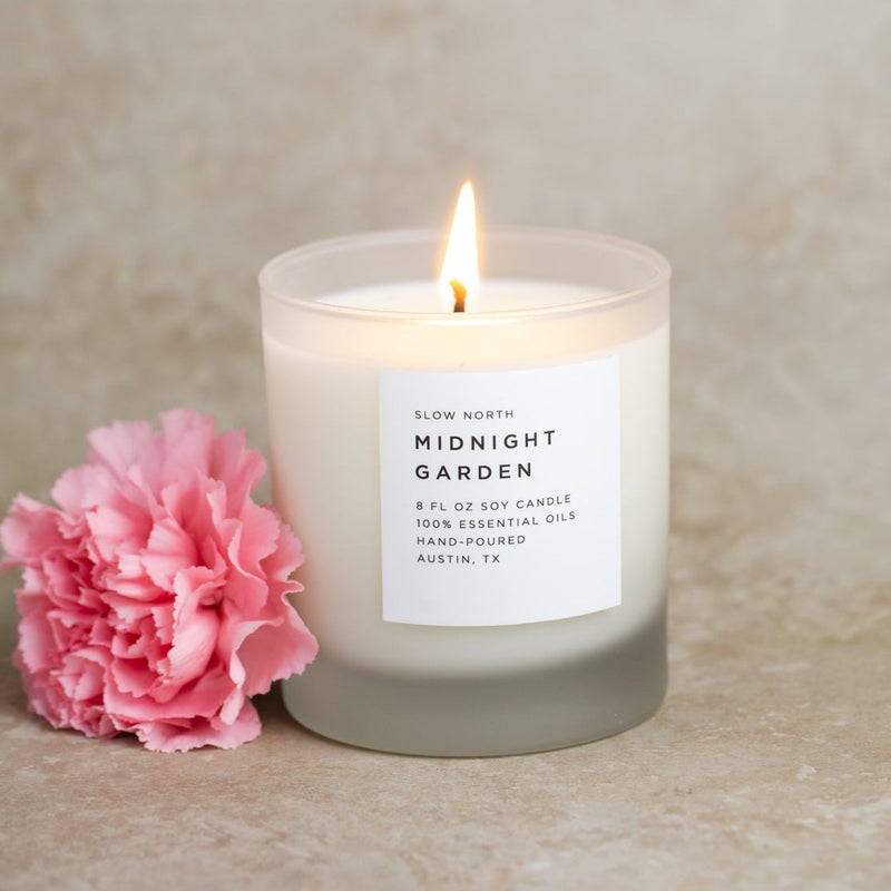 Slow North Midnight Garden - Signature Soy Candle – Lavender, Rosemary & Geranium Frosted Candles