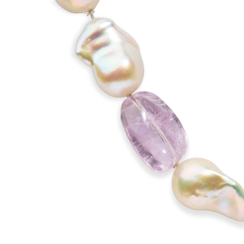 Bids.com 14K Yellow Gold Citrine, Amethyst, and Baroque Pearl Strand Necklace - 18" Inches Necklaces