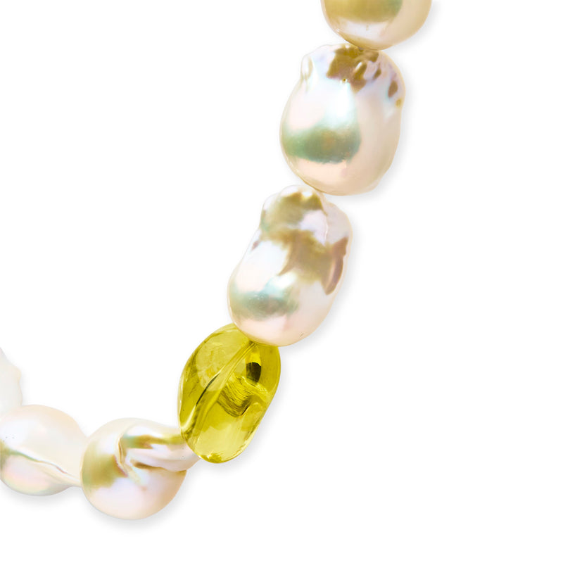 Bids.com 14K Yellow Gold Citrine, Amethyst, and Baroque Pearl Strand Necklace - 18" Inches Necklaces