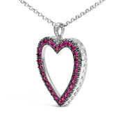 Bids.com 18K 1/3 Cttw Diamond and Red Ruby Open Heart with Black Rhodium 18" Pendant Necklace (G-H Color, VS2-SI1 Clarity) Necklaces