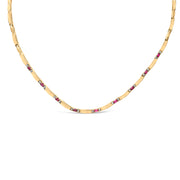 Bids.com 14K Yellow Gold Red Ruby and 3/8 Cttw Diamond Alternating Link Necklace Necklaces