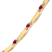 Bids.com 14K Yellow Gold Red Ruby and 3/8 Cttw Diamond Alternating Link Necklace Necklaces