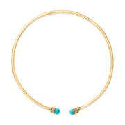 Bids.com 18K Yellow Gold Sculpted Collar Necklace with Turquoise Cabochon Ends Necklaces