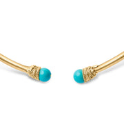 Bids.com 18K Yellow Gold Sculpted Collar Necklace with Turquoise Cabochon Ends Necklaces
