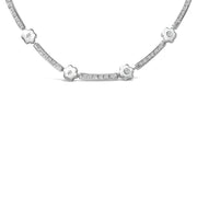 Bids.com 14K White Gold 1.0 Cttw Diamond Flower and Bar Station Necklace Necklaces