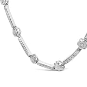 Bids.com 14K White Gold 1.0 Cttw Diamond Flower and Bar Station Necklace Necklaces