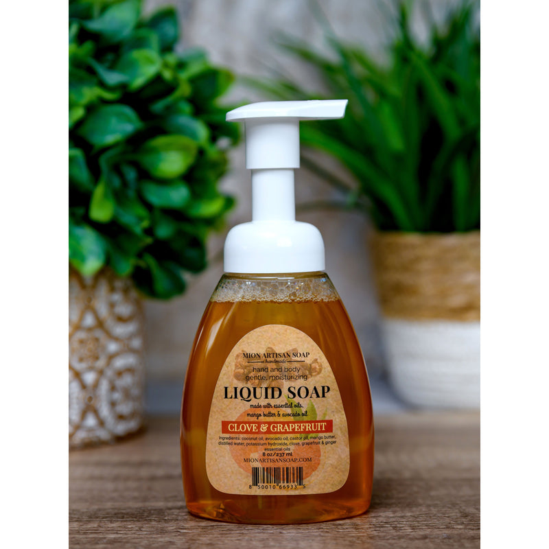 MION Artisan Soap Co. Liquid Soap | Clove and Grapefruit foaming liquid soap