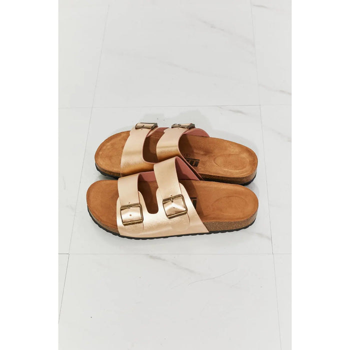 MMShoes Best Life Double-Banded Slide Sandal in Gold