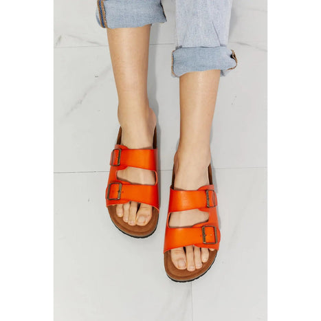 MMShoes Feeling Alive Double Banded Slide Sandals in Orange