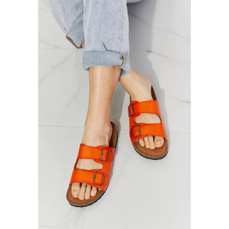 MMShoes Feeling Alive Double Banded Slide Sandals in Orange