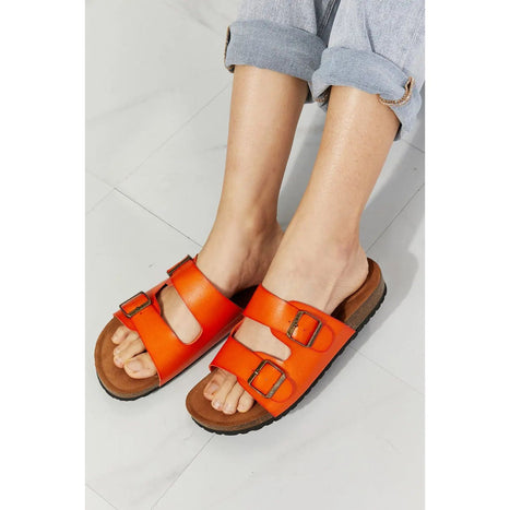 MMShoes Feeling Alive Double Banded Slide Sandals in Orange