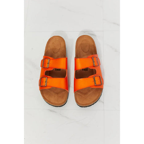 MMShoes Feeling Alive Double Banded Slide Sandals in Orange