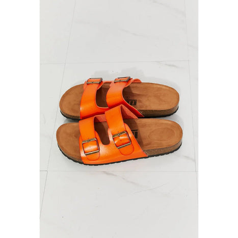 MMShoes Feeling Alive Double Banded Slide Sandals in Orange