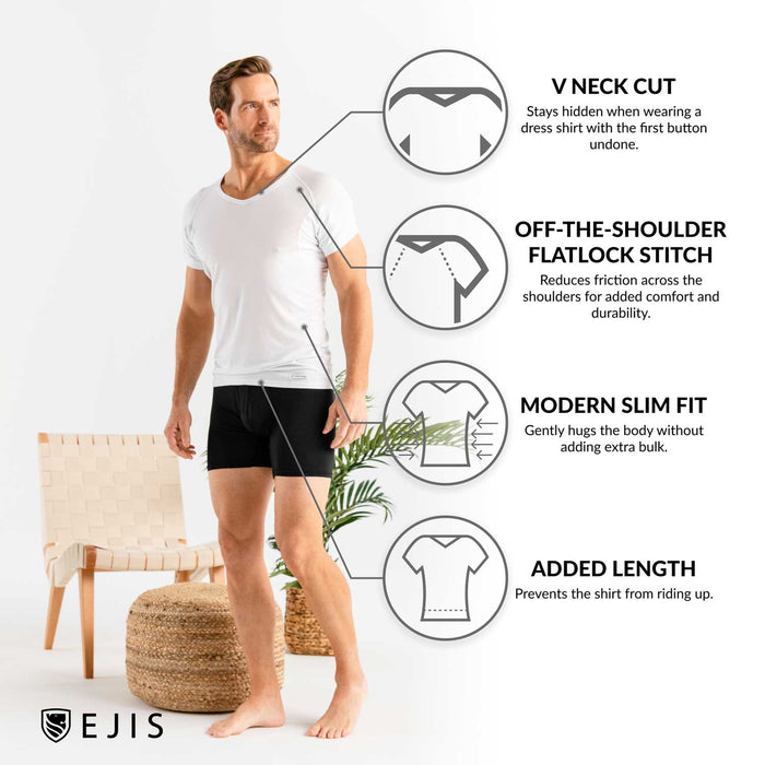 V-Neck Micro Modal Sweat Proof Undershirt For Men by Ejis