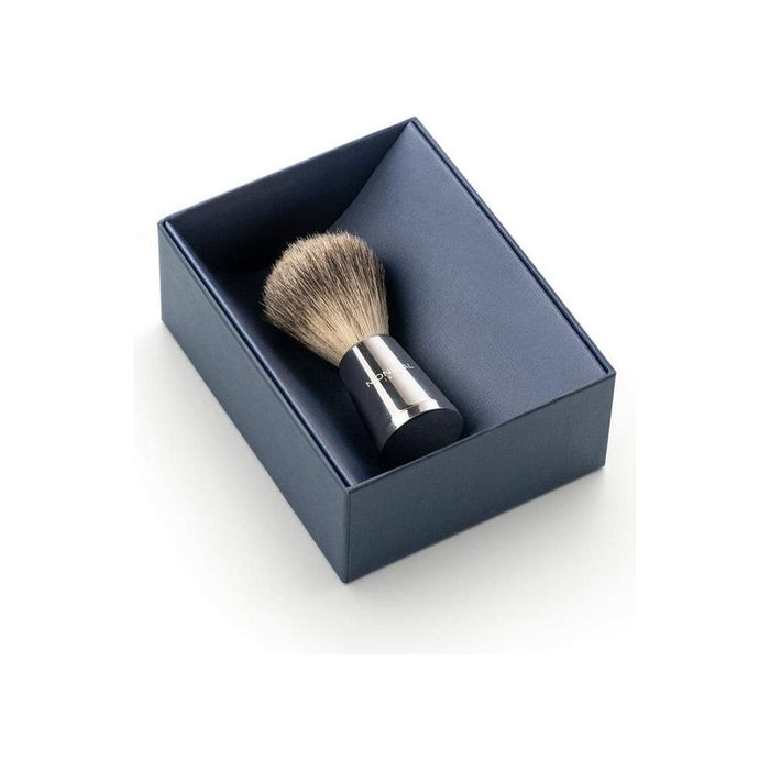 Mondial 'Vespucci' Shiny Nickel Metal Brush with Super Badger PE-065-LT1