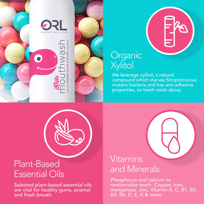ORL Kids Mouthwash made with Organic Xylitol & Natural Ingredients KIDSMouthwash