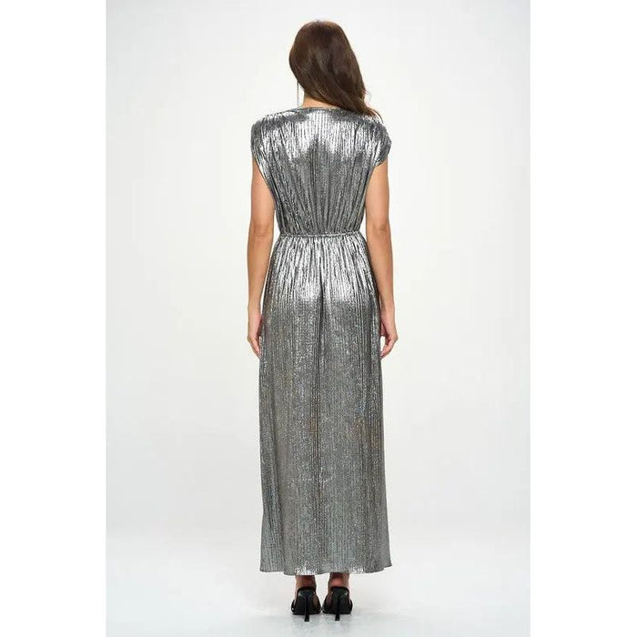 Made in USA Sleeveless Metallic Maxi Dress