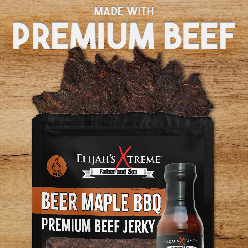 Elijah's Xtreme Beer Maple BBQ Beef Jerky - 6 bags (1lb) Beef Jerky