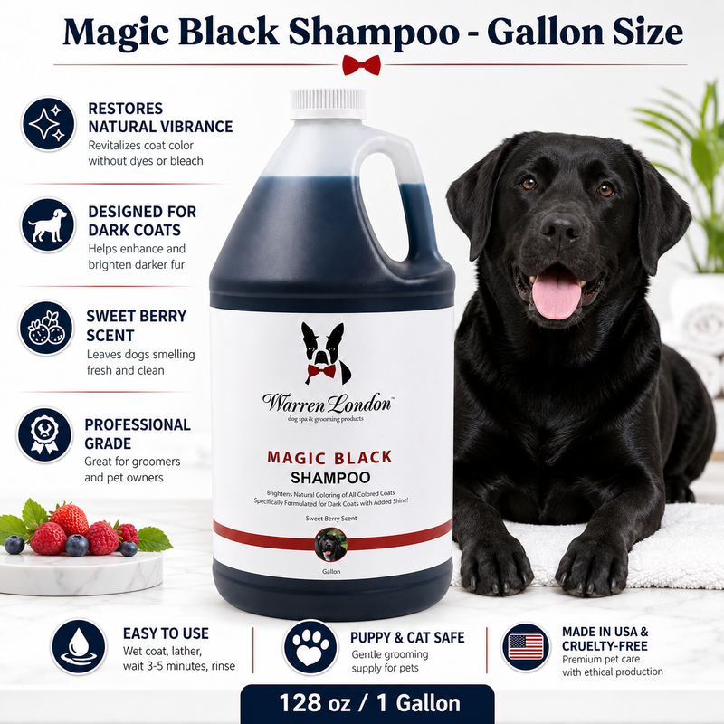 Warren London Magic Black Brightening Dog Shampoo - Professional Size Pet Shampoo & Conditioner White Smoke