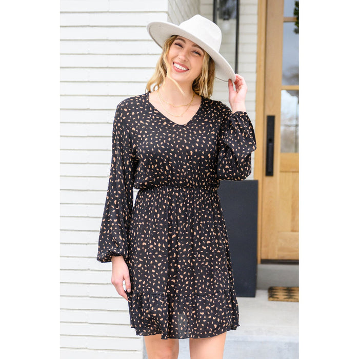 Make Your Happiness Long Sleeve Dress in Black