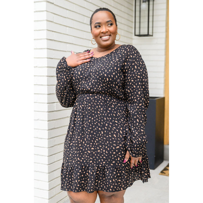 Make Your Happiness Long Sleeve Dress in Black