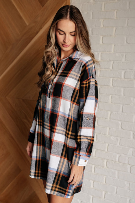 Make it Right Flannel Shirt Dress