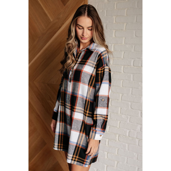 Make it Right Flannel Shirt Dress