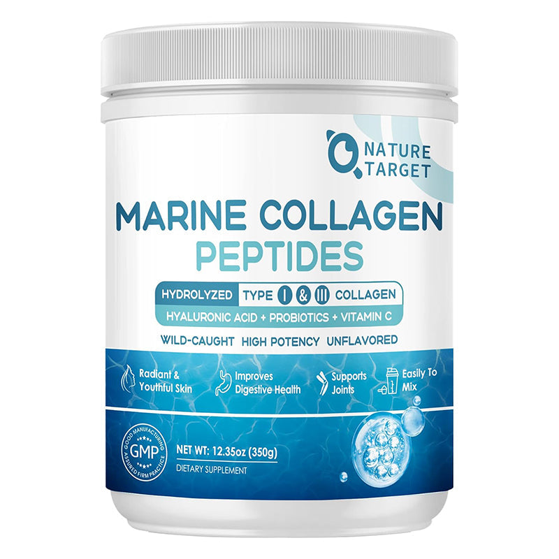 Nature Target Marine Collagen Peptides Powder, 10 Billion CFUs, 12.35 OZ Collagen