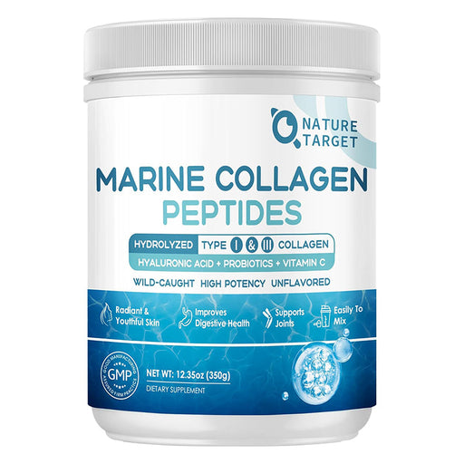 Nature Target Marine Collagen Peptides Powder, 10 Billion CFUs, 12.35 OZ Collagen