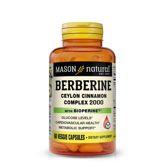 Mason Vitamins INC Mason Vitamins INC Natural Berberine Ceylon Cinnamon Complex 60 Veggie Capsules Vitamins & Supplements
