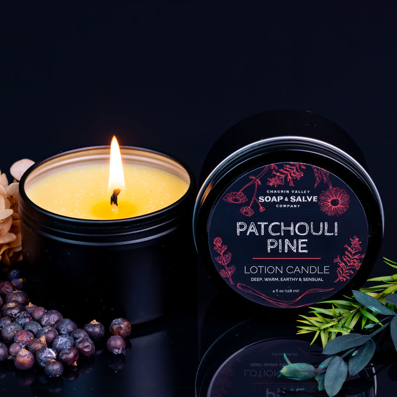 Chagrin Valley Soap & Salve Body & Massage Candle: Patchouli Pine Massage Candle