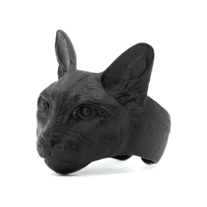 The Bullish Store - Matte Black Cat Statement Ring | Gift Box