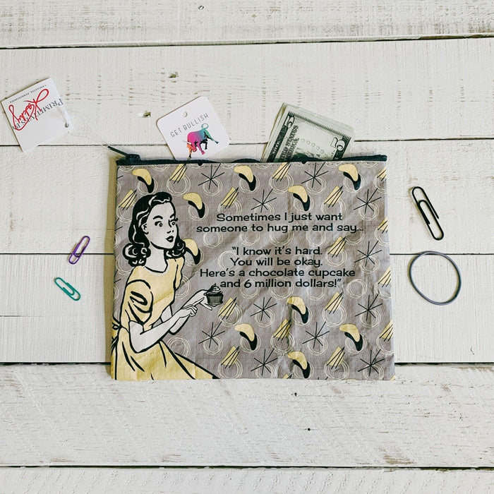 The Bullish Store - Maybe Money Can'T Buy Happiness But I'D Rather Cry In A Mansion Recycled Material Coin Purse Pouch | 5.25" X 4"