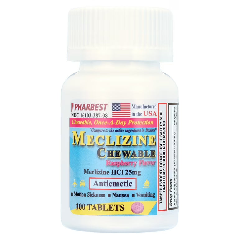 Pharbest Pharbest Motion Sickness Relief - Generic for Bonine - Meclizine 25mg, 100 CT Health Care White Smoke