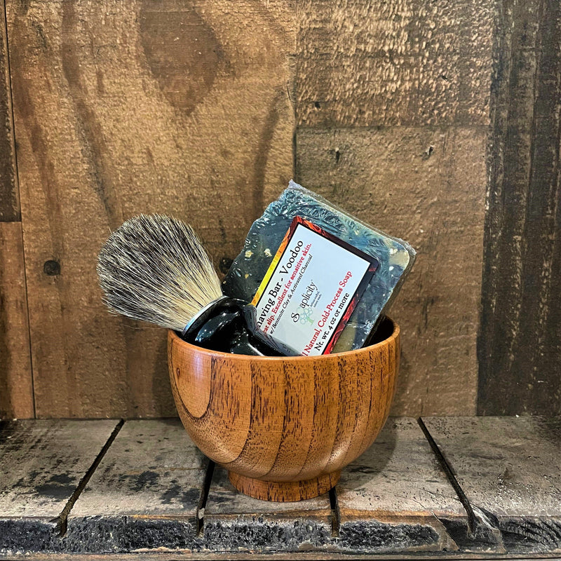 Soaplicity Men's Shaving Sets in Black/Datewood Men's Shaving Sets