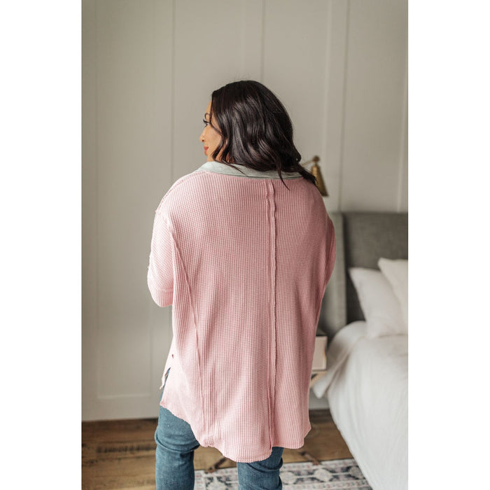 Mia Waffle Knit Long Sleeve In Pink