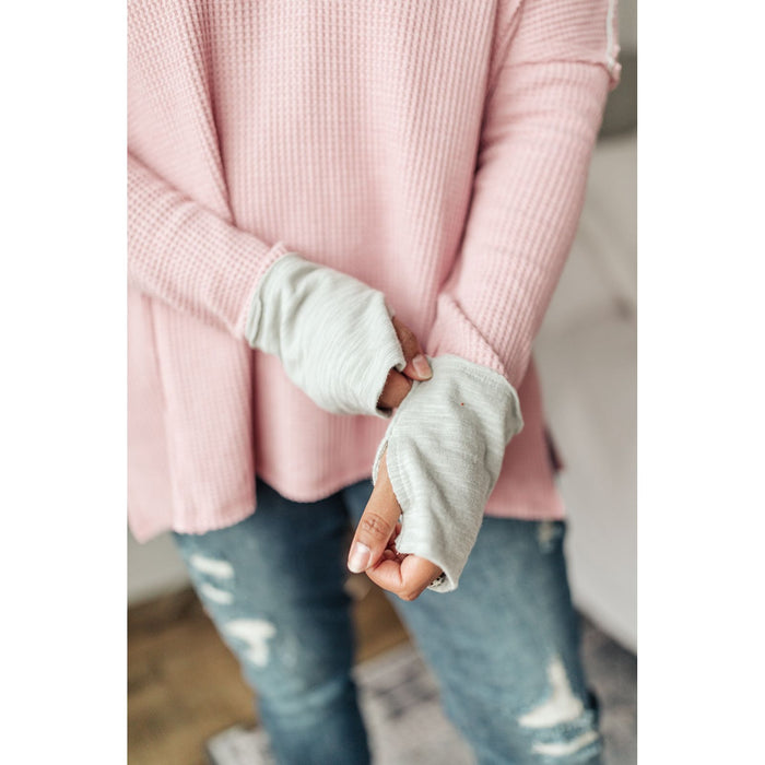 Mia Waffle Knit Long Sleeve In Pink