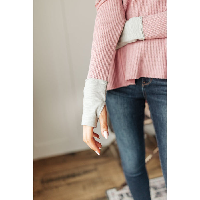 Mia Waffle Knit Long Sleeve In Pink