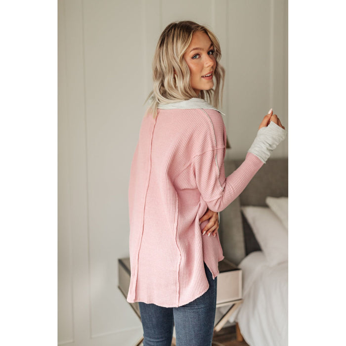 Mia Waffle Knit Long Sleeve In Pink