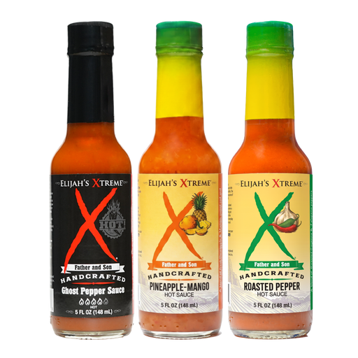 Elijah's Xtreme Mild & Hot Trio Hot Sauce Set Gift Box Black