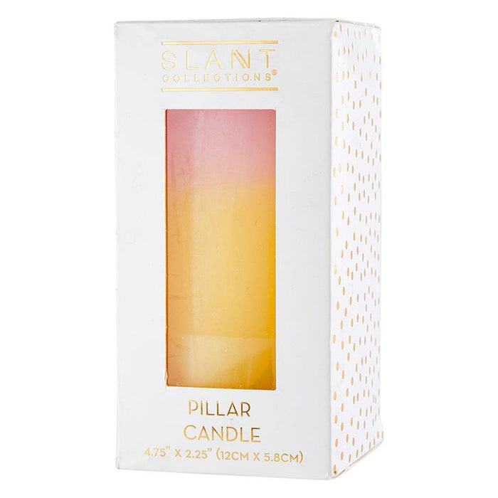 The Bullish Store - Mini Pillar Candle In Pink Orange White | Aesthetic Unscented Dinner Candle 4.75"